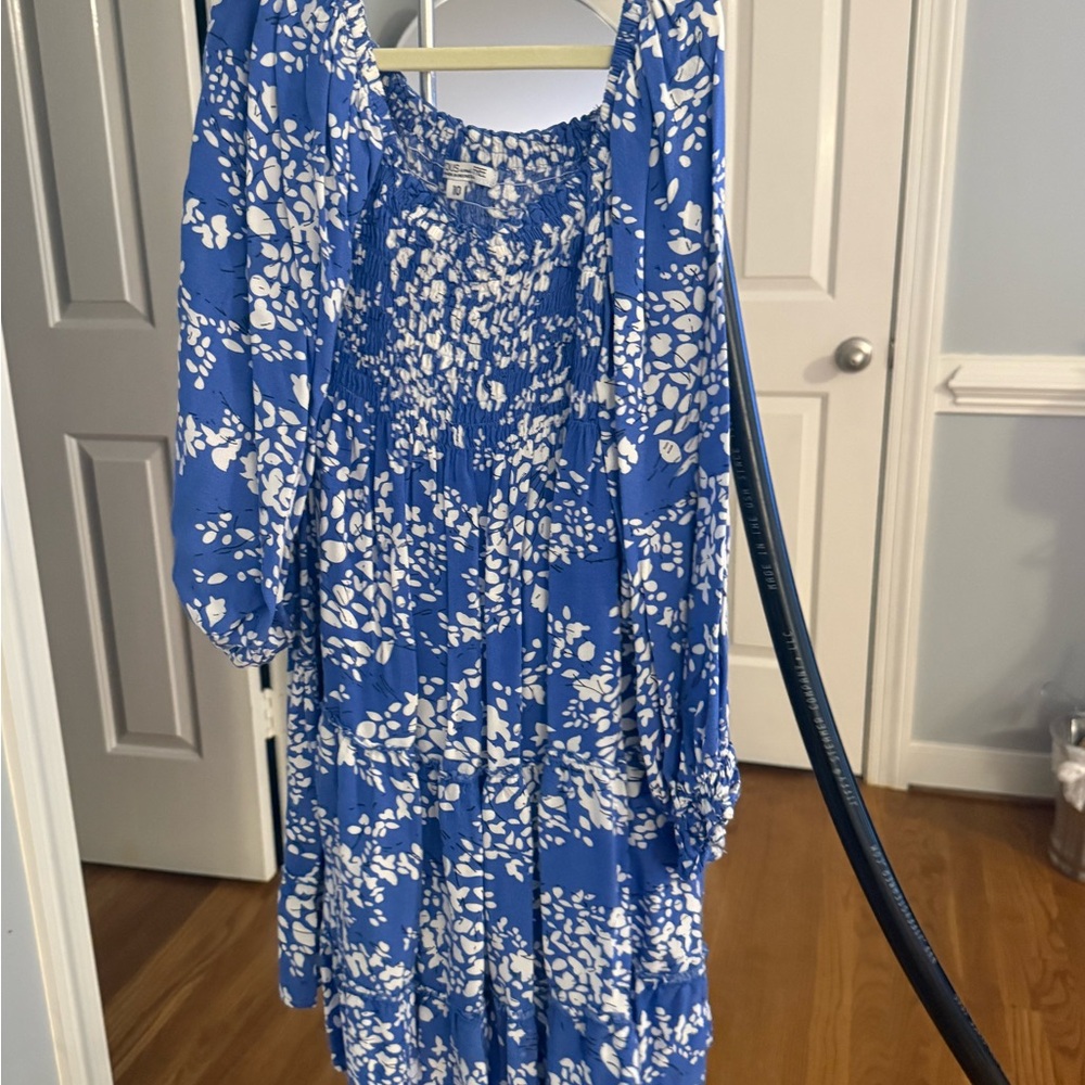 Floral Blue and White Kids Casual Dress